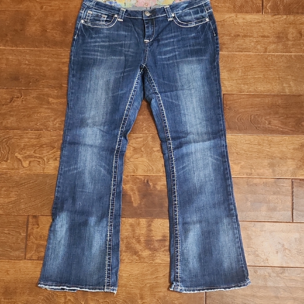 DownEast Women's Bootcut Blue Jeans With Studded Back Pockets SIZE 16 LONG